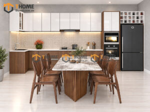 Thiết Kế Bộ Phòng Ăn Số 04 Cánh & Thùng Melamin TKPA-04SN
