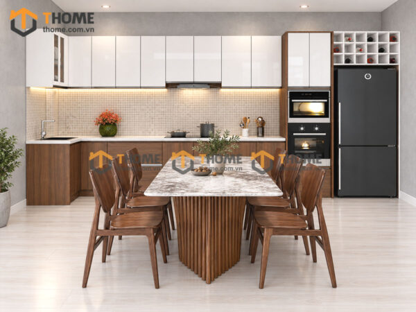 Thiết Kế Bộ Phòng Ăn Số 04 Cánh & Thùng Melamin TKPA-04SN