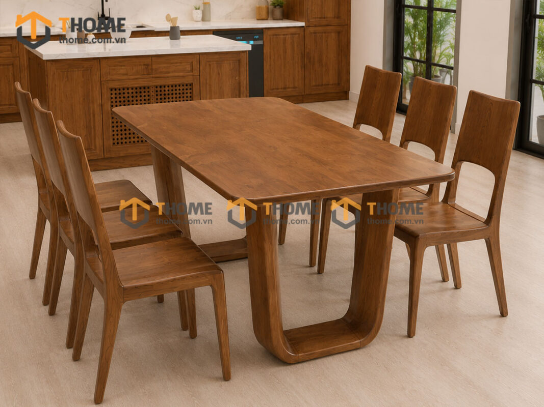 Thiết Kế Bộ Phòng Ăn Gỗ Sồi Tự Nhiên Số 04 Capri TKPA-04SN