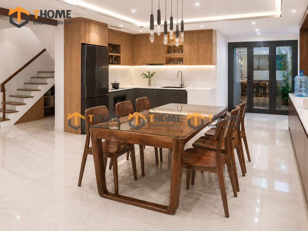 Thiết Kế Bộ Phòng Ăn Gỗ Sồi Tự Nhiên Số 05 Capri TKPA-05SN