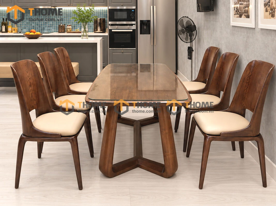 Thiết Kế Bộ Phòng Ăn Gỗ Sồi Tự Nhiên Số 06 Cánh Sơn Bệt TKPA-06SN