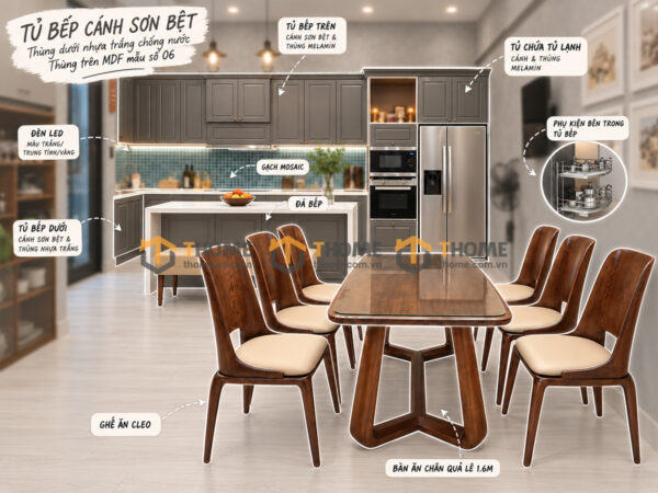 Thiết Kế Bộ Phòng Ăn Gỗ Sồi Tự Nhiên Số 06 Cánh Sơn Bệt TKPA-06SN