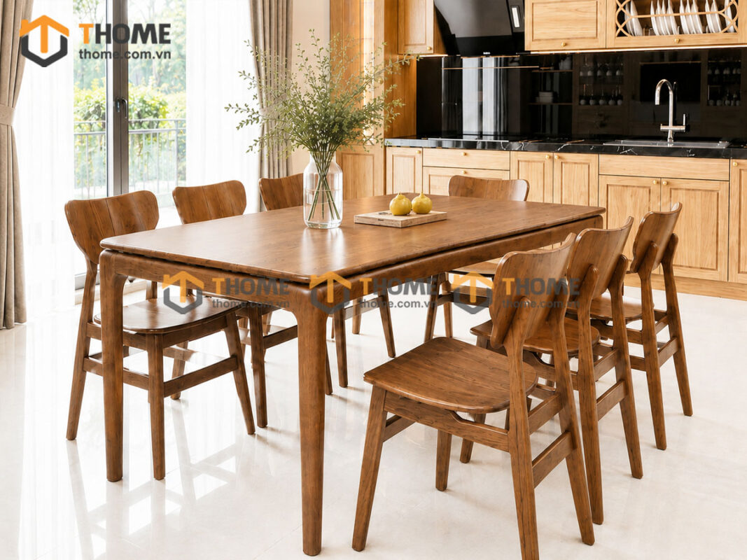 Thiết Kế Bộ Phòng Ăn Gỗ Sồi Tự Nhiên Số 06 Capri TKPA-06SN