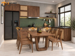 Thiết Kế Bộ Phòng Ăn Gỗ Sồi Tự Nhiên Số 07 Cánh Mây TKPA-07SN