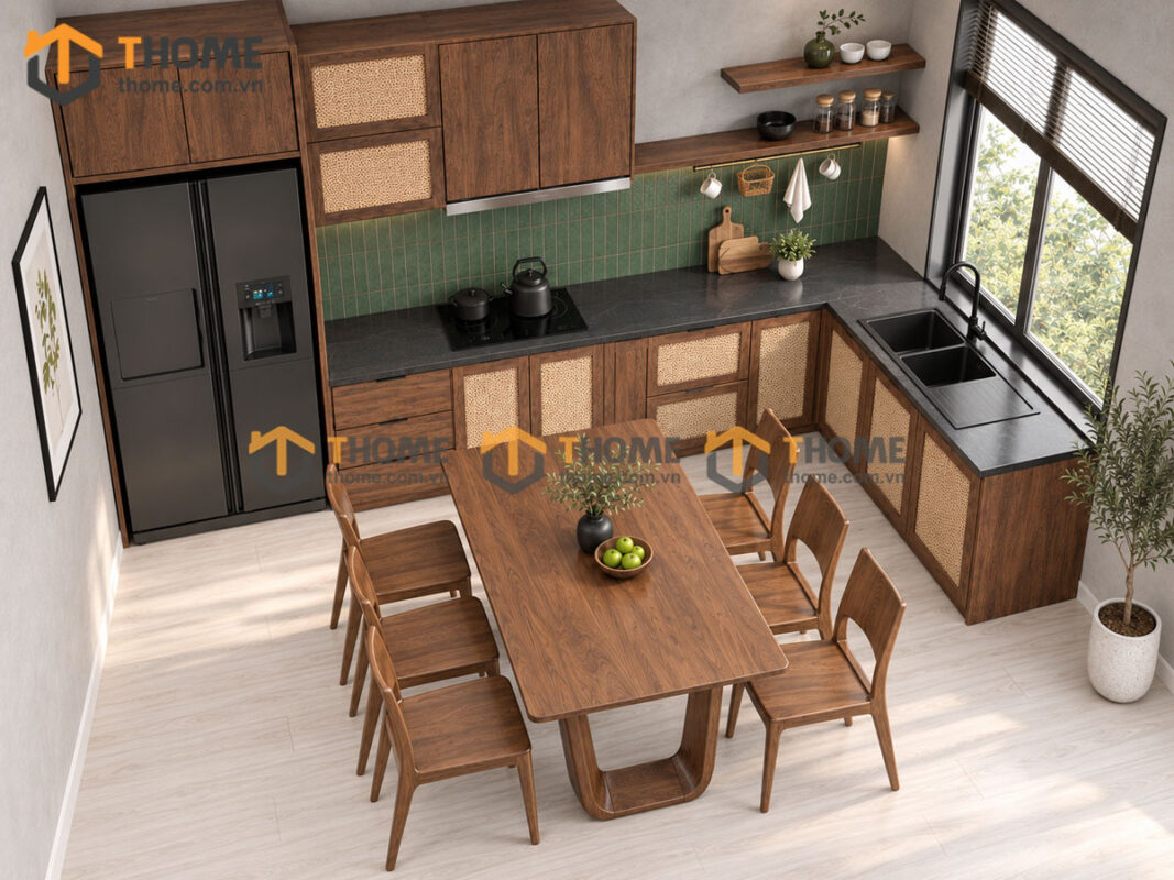 Thiết Kế Bộ Phòng Ăn Gỗ Sồi Tự Nhiên Số 07 Cánh Mây TKPA-07SN