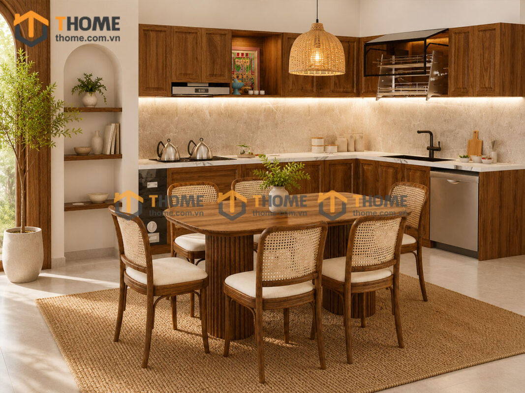 Thiết Kế Bộ Phòng Ăn Gỗ Sồi Tự Nhiên Số 07 Capri TKPA-07SN