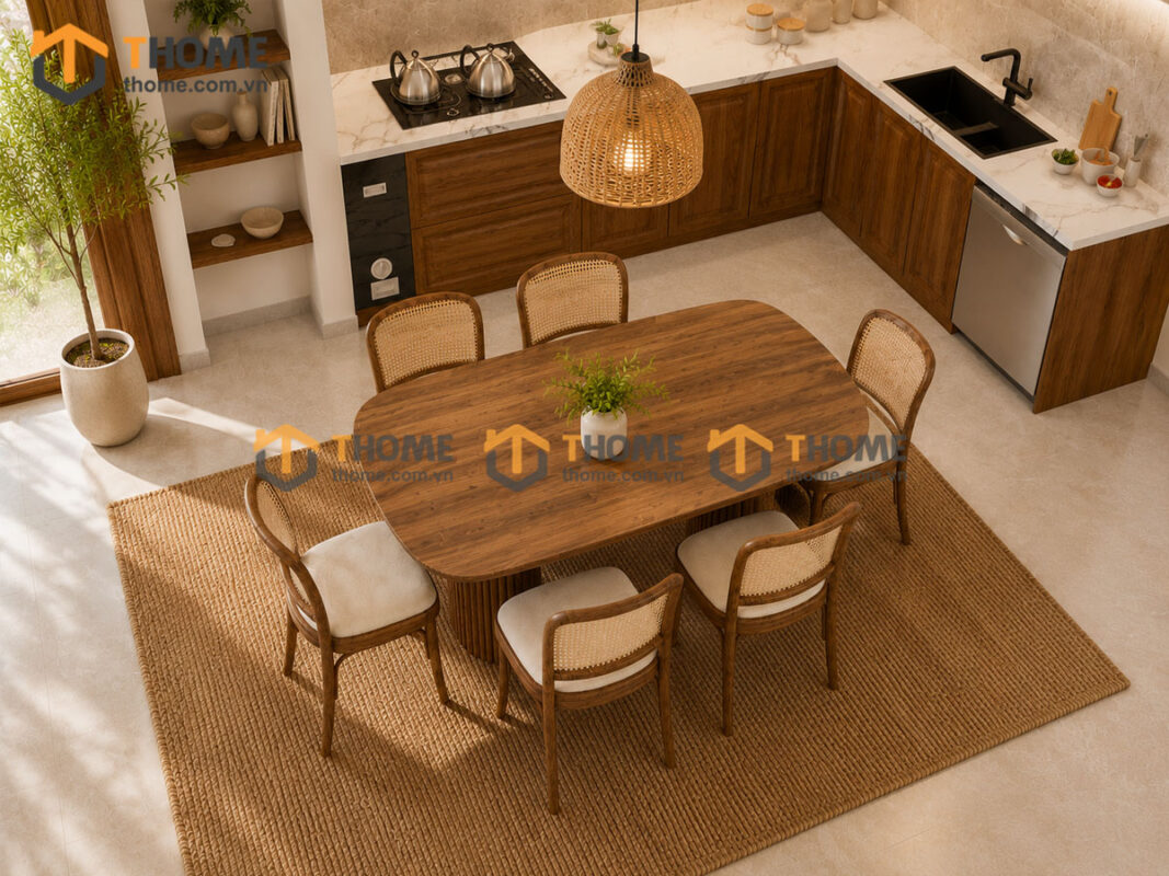 Thiết Kế Bộ Phòng Ăn Gỗ Sồi Tự Nhiên Số 07 Capri TKPA-07SN