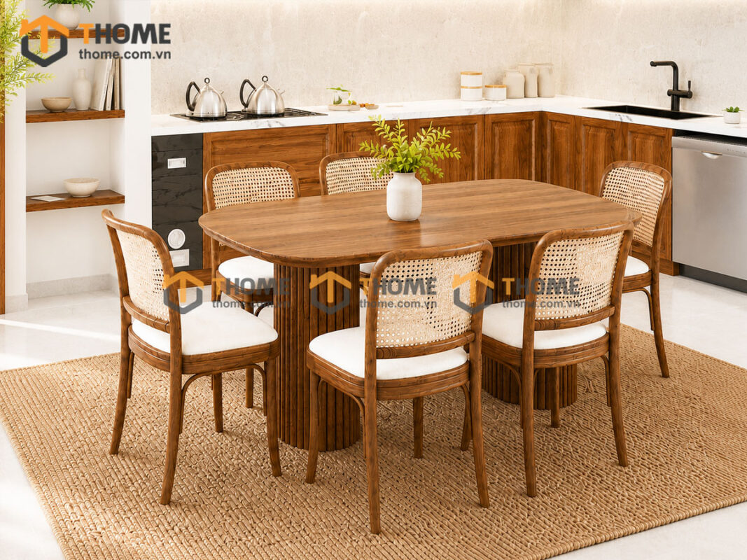 Thiết Kế Bộ Phòng Ăn Gỗ Sồi Tự Nhiên Số 07 Capri TKPA-07SN
