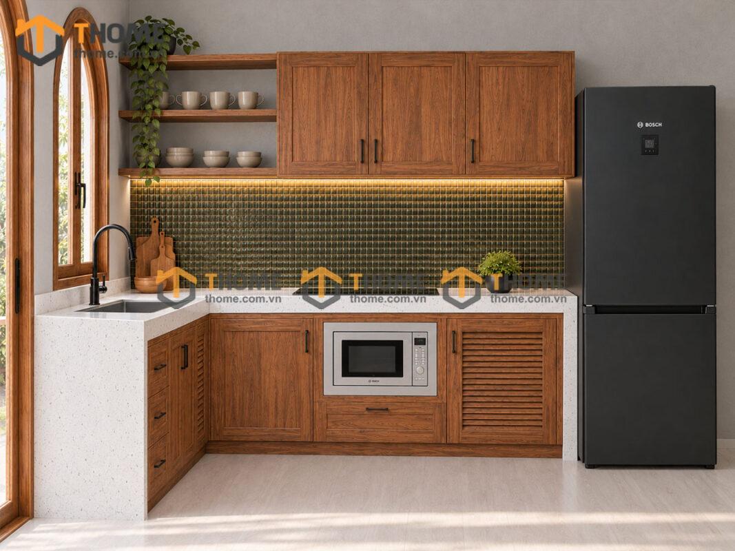Thiết Kế Bộ Phòng Ăn Gỗ Sồi Tự Nhiên Số 08 Bếp Đanh TKPA-08SN