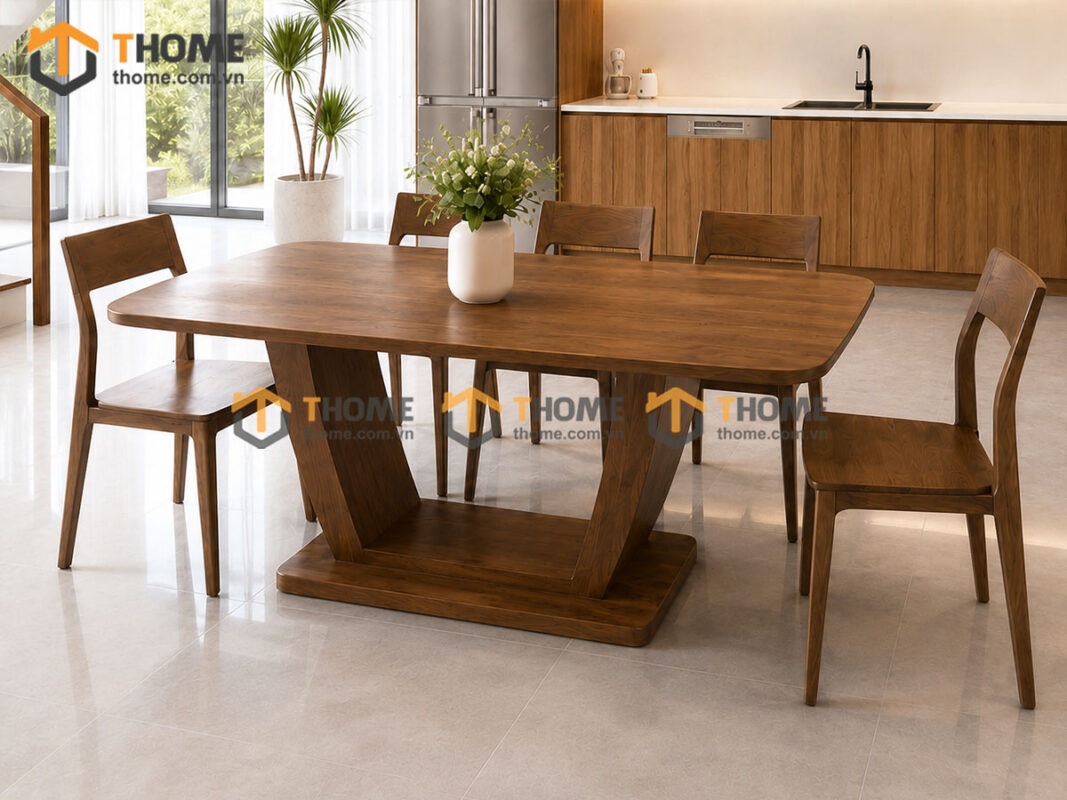 Thiết Kế Bộ Phòng Ăn Gỗ Sồi Tự Nhiên Số 08 Capri TKPA-08SN