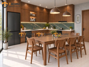 Thiết Kế Bộ Phòng Ăn Gỗ Sồi Tự Nhiên Số 09 Cánh Veneer TKPA-09SN