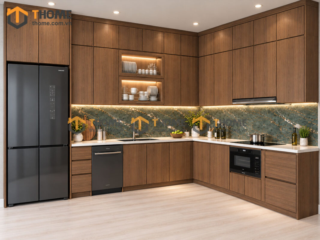 Thiết Kế Bộ Phòng Ăn Gỗ Sồi Tự Nhiên Số 09 Cánh Veneer TKPA-09SN