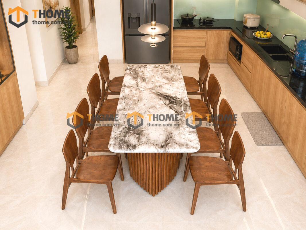 Thiết Kế Bộ Phòng Ăn Gỗ Sồi Tự Nhiên Số 09 Capri TKPA-09SN