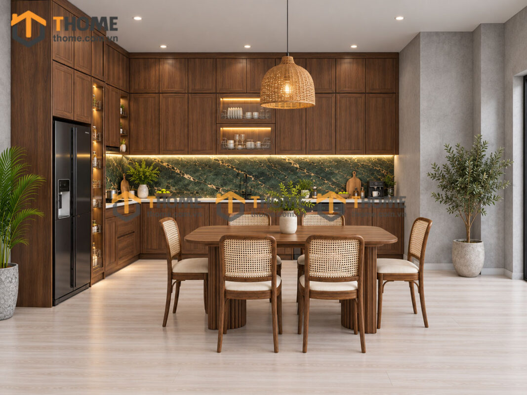 Thiết Kế Bộ Phòng Ăn Gỗ Sồi Tự Nhiên Số 10 Cánh Tự Nhiên TKPA-10SN