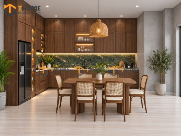 Thiết Kế Bộ Phòng Ăn Gỗ Sồi Tự Nhiên Số 10 Cánh Tự Nhiên TKPA-10SN