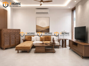Thiết Kế Bộ Phòng Khách Gỗ Sồi Tự Nhiên Số 09 Chân Quỳ TKPK-09SN