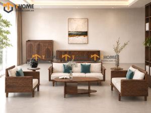 Thiết Kế Bộ Phòng Khách Gỗ Sồi Tự Nhiên Số 11 Chân Quỳ TKPK-11SN