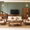 Thiết Kế Bộ Phòng Khách Gỗ Sồi Tự Nhiên Số 13 Chân Quỳ TKPK-13SN