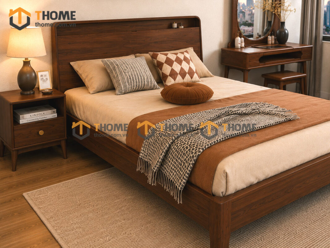 Bộ Phòng Ngủ Số 22 Gỗ Sồi Tự Nhiên Giường Toto TKPN-22SN