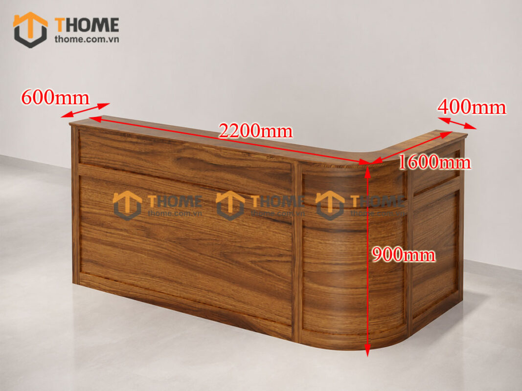Quầy Lễ Tân Gỗ Sồi Tự Nhiên Số 01 2.2mx1.6m QUAYLETAN-01SN