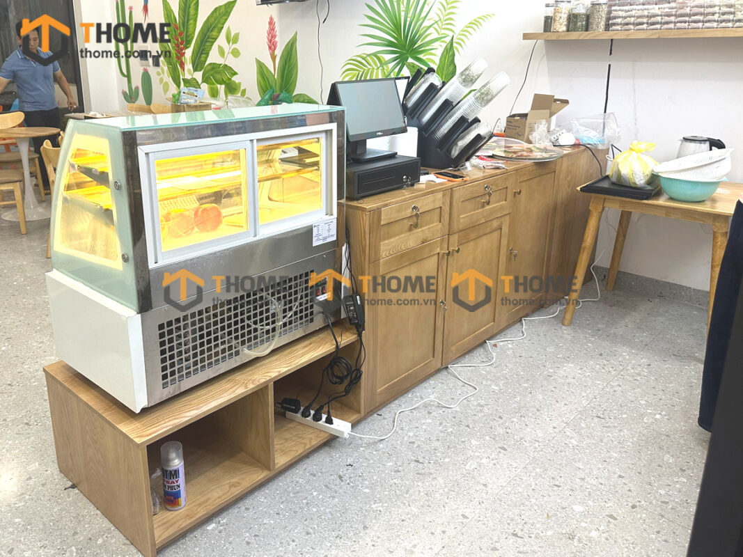 Quầy Lễ Tân Gỗ Sồi Tự Nhiên Số 02 Kích Thước 3.2m QUAYLETAN-02SN