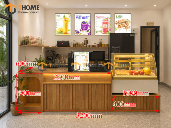 Quầy Lễ Tân Gỗ Sồi Tự Nhiên Số 02 Kích Thước 3.2m QUAYLETAN-02SN