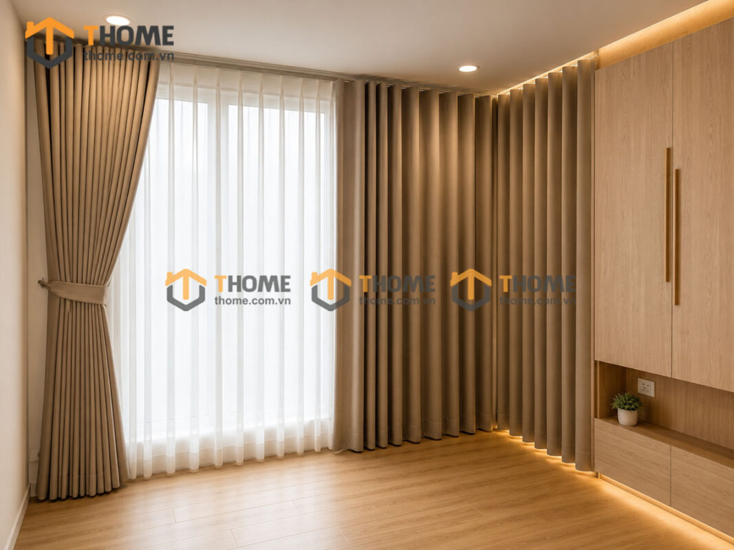 Rèm 2 Lớp Chất Liệu Nỉ Và Voan Nhiều Màu Sắc REM-02SN