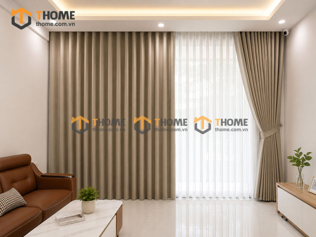 Rèm 2 Lớp Chất Liệu Nỉ Và Voan Nhiều Màu Sắc REM-02SN