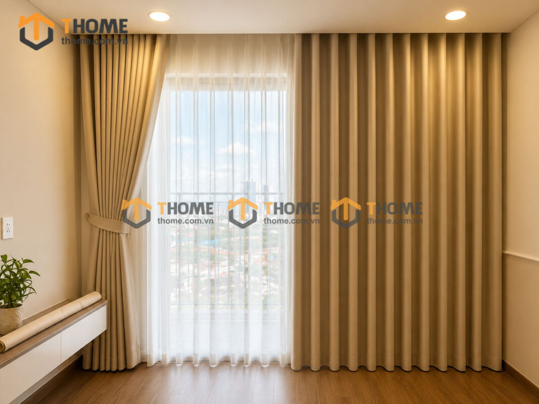 Rèm 2 Lớp Chất Liệu Nỉ Và Voan Nhiều Màu Sắc REM-02SN