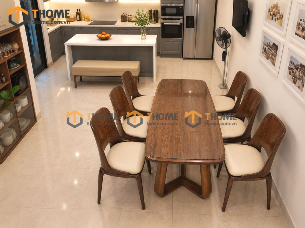Thiết Kế Bộ Phòng Ăn Gỗ Sồi Tự Nhiên Số 10 Capri TKPA-10SN