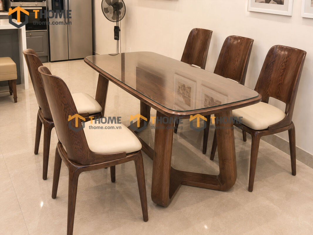 Thiết Kế Bộ Phòng Ăn Gỗ Sồi Tự Nhiên Số 10 Capri TKPA-10SN