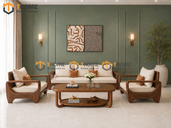 Sofa Gỗ Sồi Tự Nhiên BigBoss Chân Voi Màu Óc Chó SFĐ-42SN