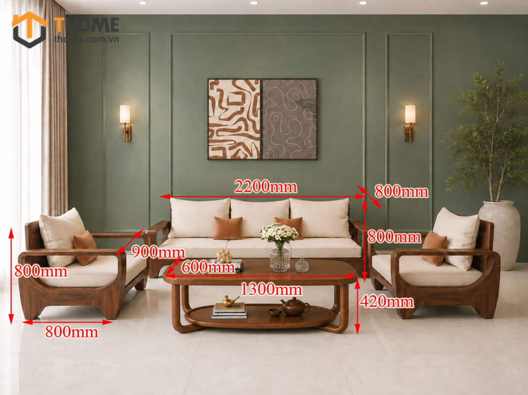 Sofa Gỗ Sồi Tự Nhiên BigBoss Chân Voi Màu Óc Chó SFĐ-42SN