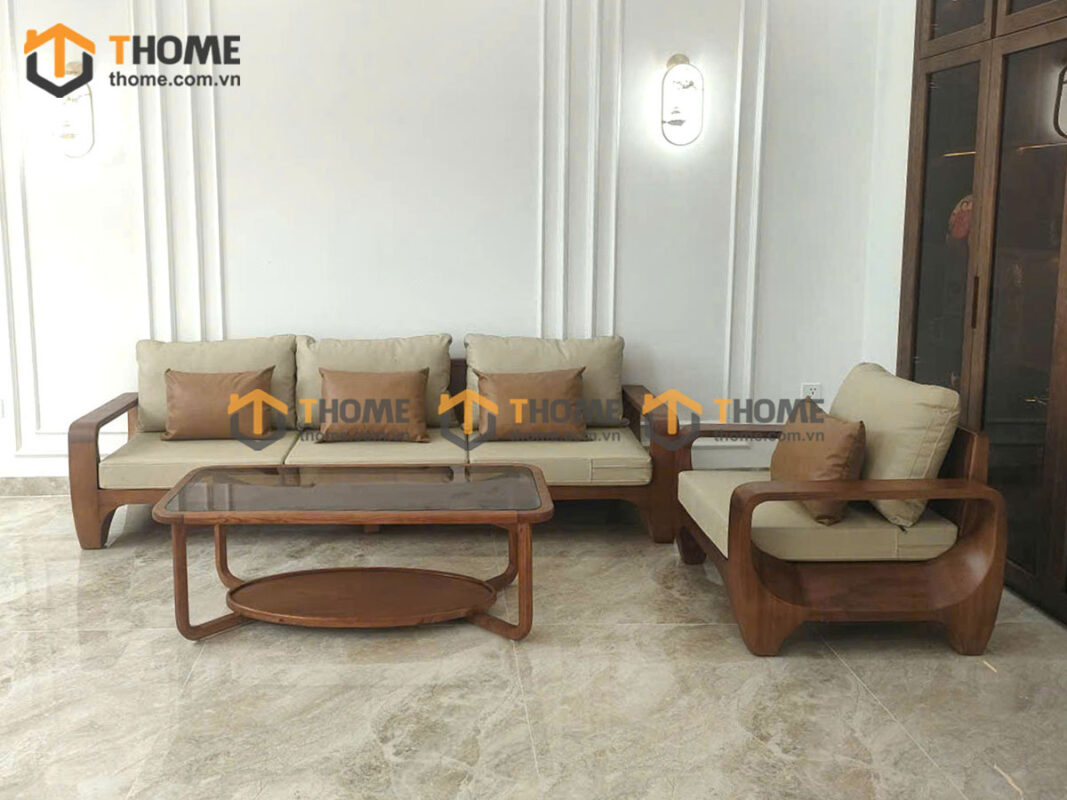 Sofa Gỗ Sồi Tự Nhiên BigBoss Chân Voi Màu Óc Chó SFĐ-42SN