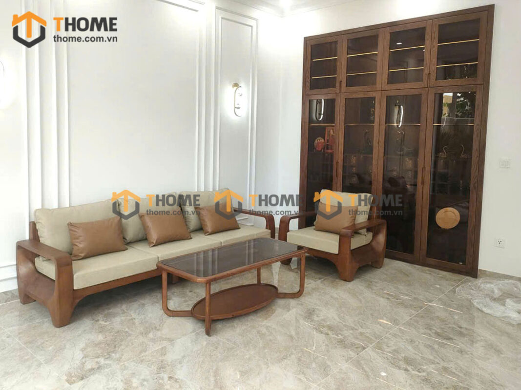 Sofa Gỗ Sồi Tự Nhiên BigBoss Chân Voi Màu Óc Chó SFĐ-42SN