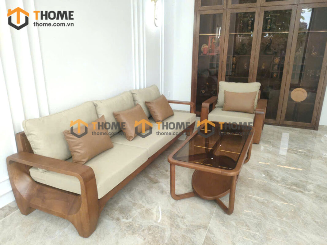Sofa Gỗ Sồi Tự Nhiên BigBoss Chân Voi Màu Óc Chó SFĐ-42SN