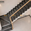Tay Vịn Gỗ Sồi Hình Tròn Khung Sắt Bậc Cầu Thang Đá Tự Nhiên TAYVIN-05SN