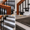 Tay Vịn Gỗ Sồi Hình Vuông Khung Sắt Bậc Cầu Thang Đá Tự Nhiên TAYVIN-02SN