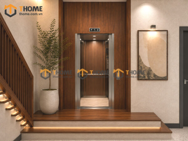 Ốp Thang Máy Gỗ Sồi Tự Nhiên Màu Óc Chó TM-01SN