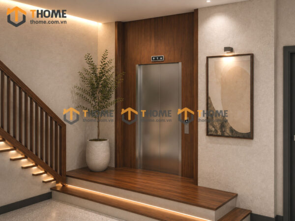 Ốp Thang Máy Gỗ Sồi Tự Nhiên Màu Óc Chó TM-01SN