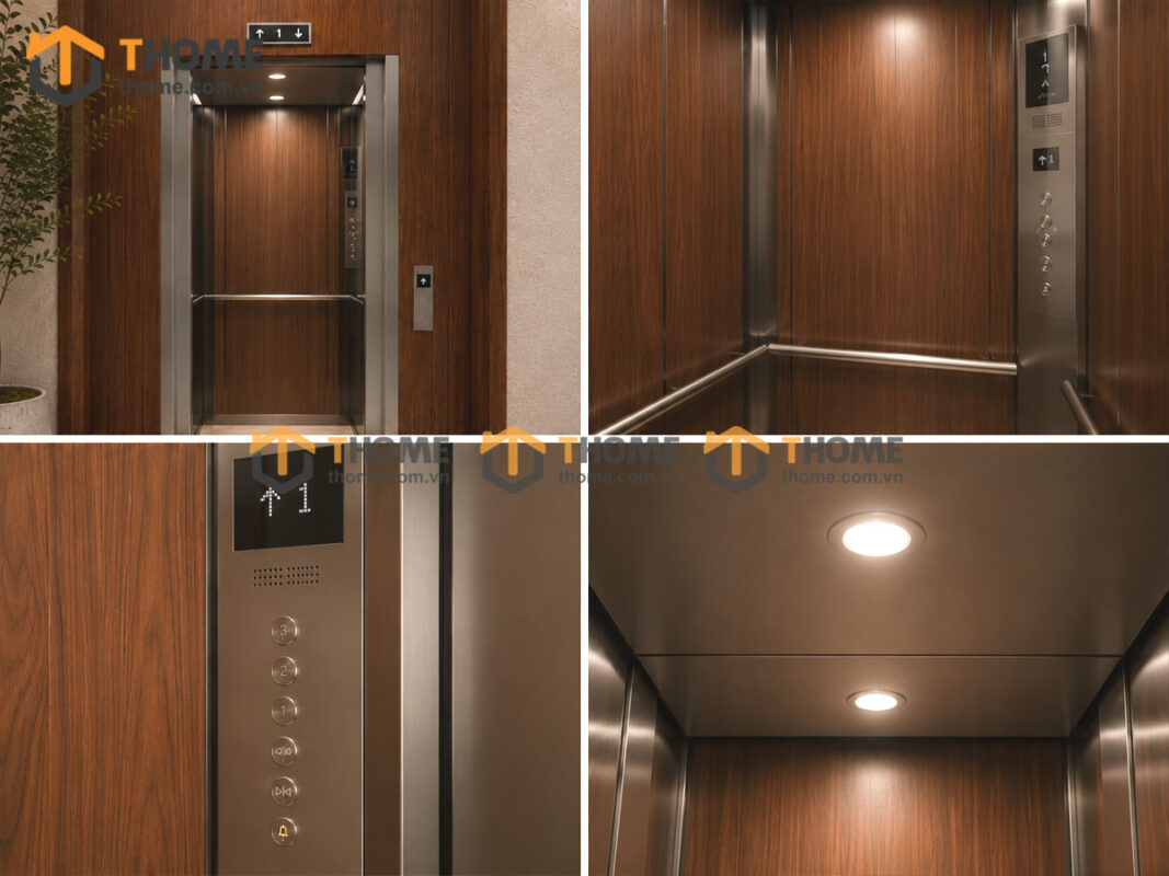 Ốp Thang Máy Gỗ Sồi Tự Nhiên Màu Óc Chó TM-01SN