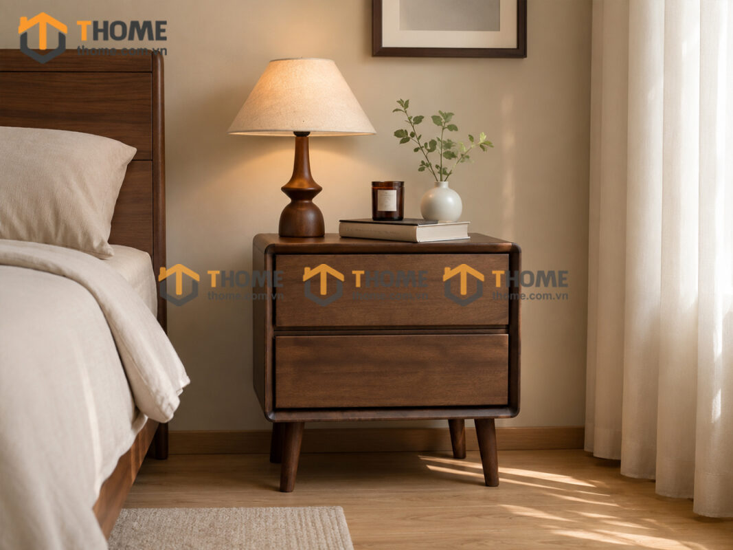 Tủ Đầu Giường Gỗ Sồi Tự Nhiên Cuba 2 Hộc Kéo TDG-14SN