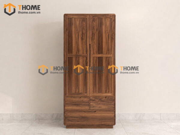 Tủ Kính Gỗ Sồi Tự Nhiên 2 Cánh Đựng Đồ TK-15SN
