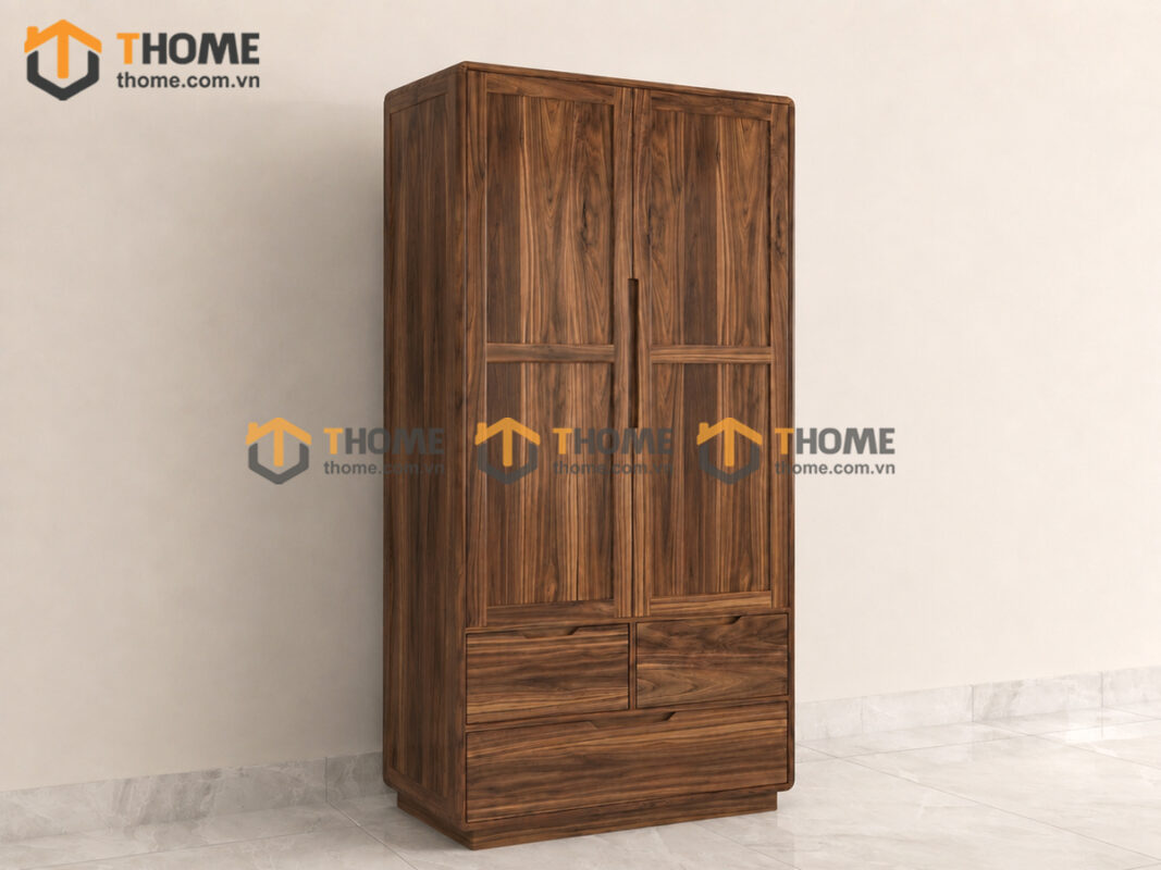Tủ Kính Gỗ Sồi Tự Nhiên 2 Cánh Đựng Đồ TK-15SN