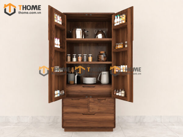 Tủ Kính Gỗ Sồi Tự Nhiên 2 Cánh Đựng Đồ TK-15SN