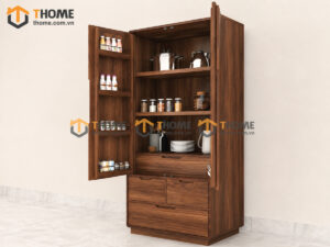 Tủ Kính Gỗ Sồi Tự Nhiên 2 Cánh Đựng Đồ TK-15SN