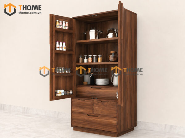 Tủ Kính Gỗ Sồi Tự Nhiên 2 Cánh Đựng Đồ TK-15SN