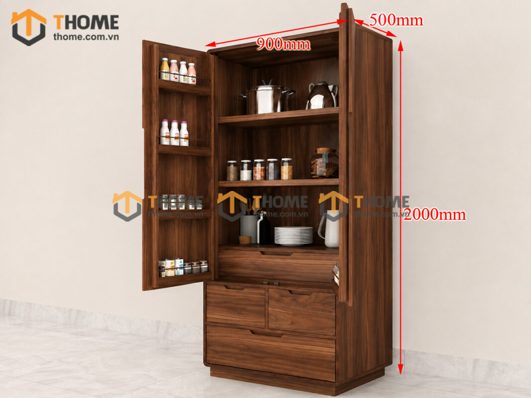 Tủ Kính Gỗ Sồi Tự Nhiên 2 Cánh Đựng Đồ TK-15SN