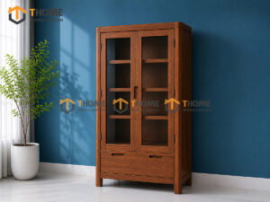 Tủ Kính Gỗ Sồi Tự Nhiên Nova 2 Cánh 0.9m TK-10SN