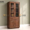 Tủ Kính Gỗ Sồi Tự Nhiên 3 Hộc Kéo Giữa 0.9m TK-13SN